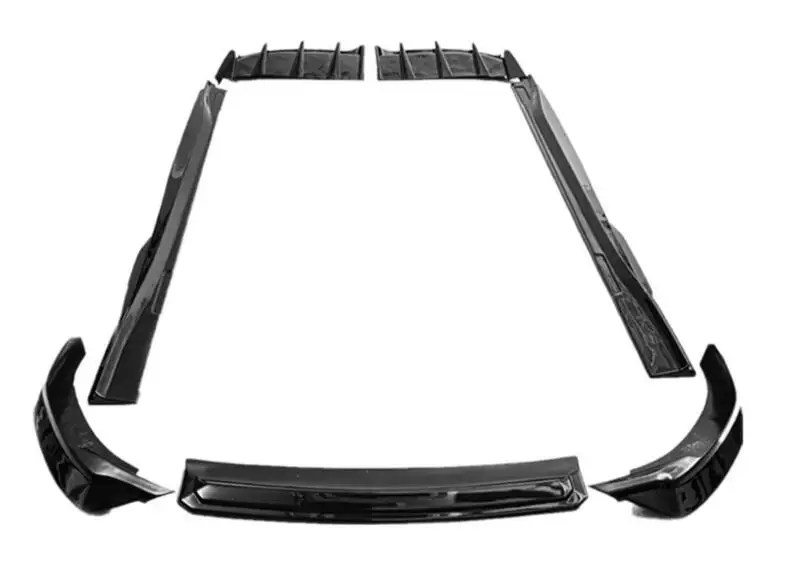 Front Bumper Lip + Grills +Rear Spoiler + Trunk Diffuser + Side Body Skirt For Ford Mustang Mach-E 2021 2022 2023 ABS Black