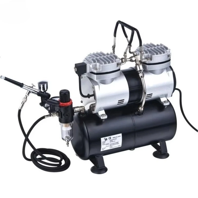 

1/4HP Silent Portable 50HZ 60HZ Twin Cylinder Airbrush Compressor Machines Motor POWER Style with Tank Double Switches