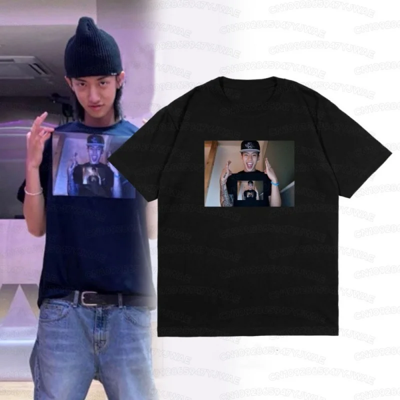 Men's Women's LNGSHOT Kpop Fashion Jay Park Same Short Sleeve Casual T-shirt High Quality T-shirt Hip Hop Plus Size Tops