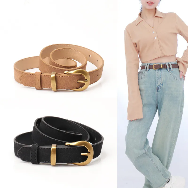 

Retro Imitation Leather Belt for Women High Quality Trend Pin Buckle Belts Ladies Girls Dress Jeans Waistband Adjustable Belts