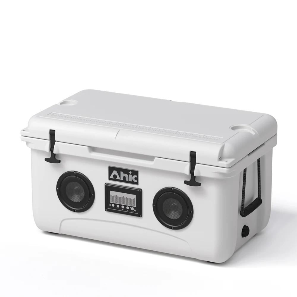 65L Thermal Portable PE Insulated Waterproof Camping Cooler Box Built-in Speakers for Food Picnics Outdoor Music Ice Chest