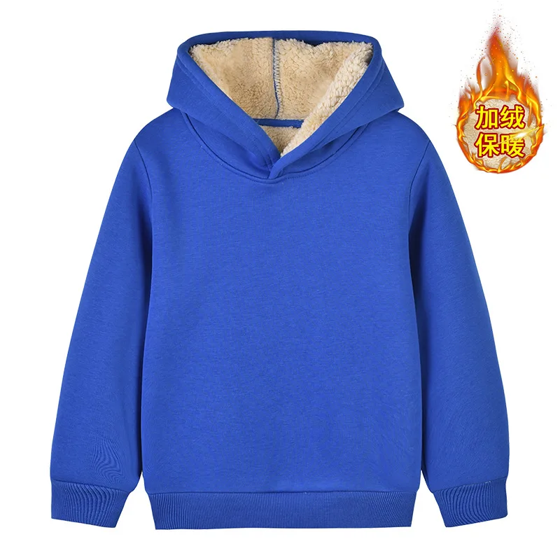 Pullovers for Kids Autumn Winter Fleece Thick Warm Hoodies Casual Sportsweat Infants Boys Girls Sweatshirt School Children Tops