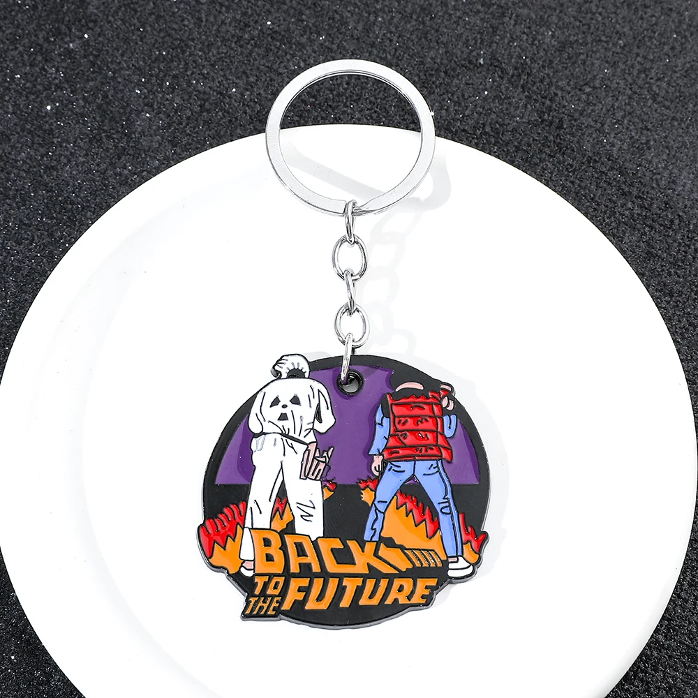 Chaveiro de volta para o futuro Doc e Marty Chaveiro de metal com pingente esmaltado perfeito para presentes de fãs de filmes