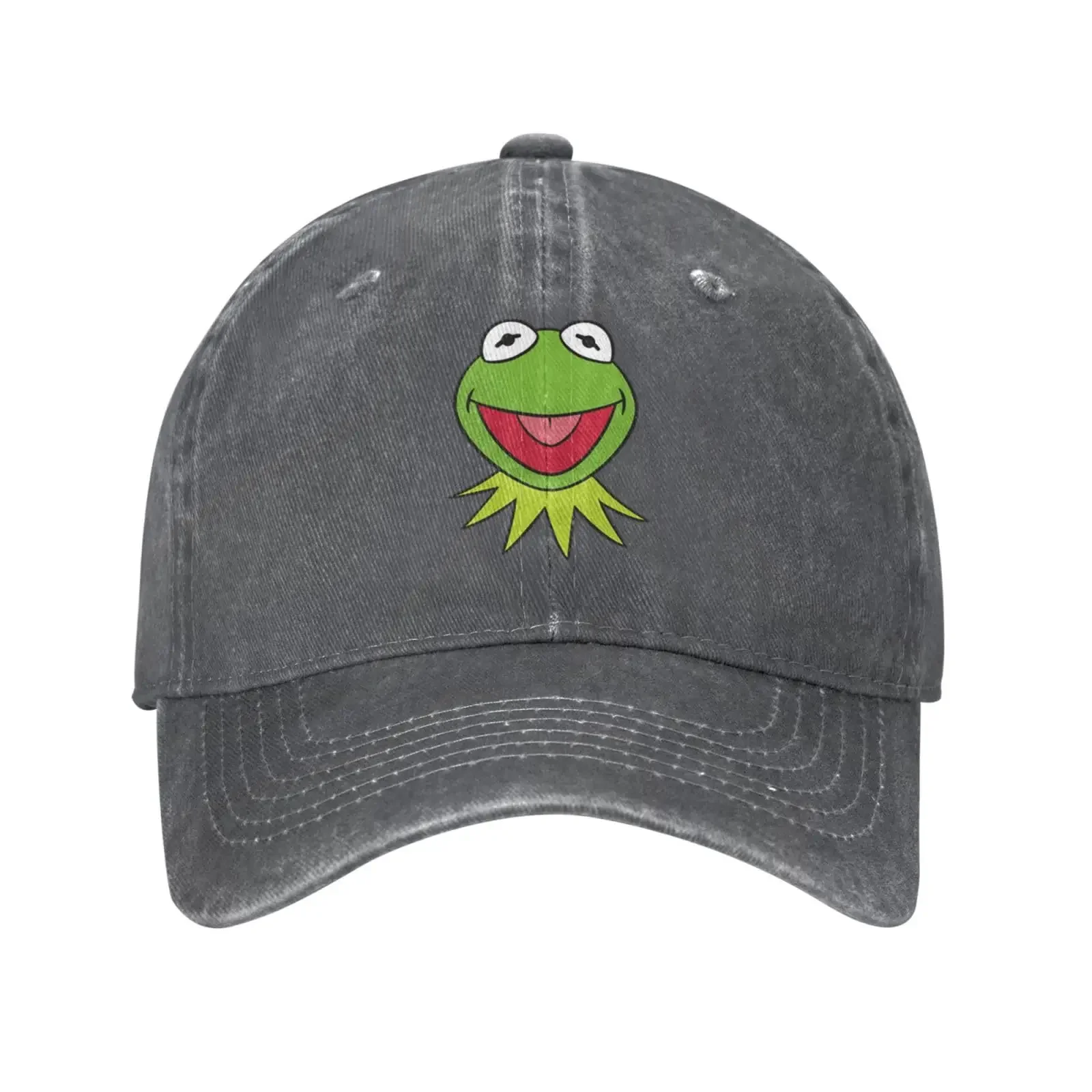 Kermit Cartoon The Frog Anime Denim Hats Baseball Cap Vintage Washed Distressed Cotton Dad Hat Adjustable Trucker Cap Unisex