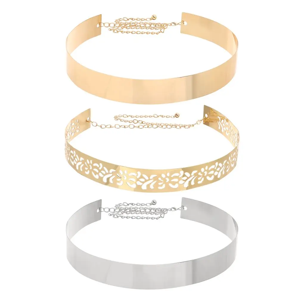 Gift Exaggerated Waist Ornament Women Sequined Metal Wide Belt Gold Silver Color Wide Waist Belt Mirror Waistband