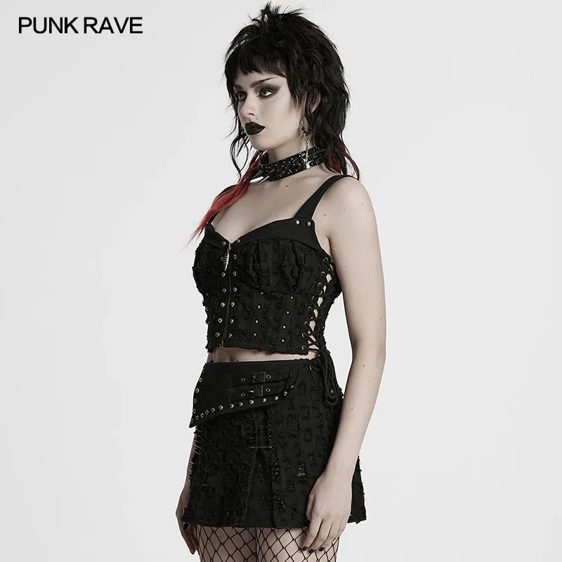 فاسق الهذيان المرأة القطعة الشرير الربط ممزق سترة جينز منحوتة رصاصة شخصية قلادة الأربطة وسيم تانك