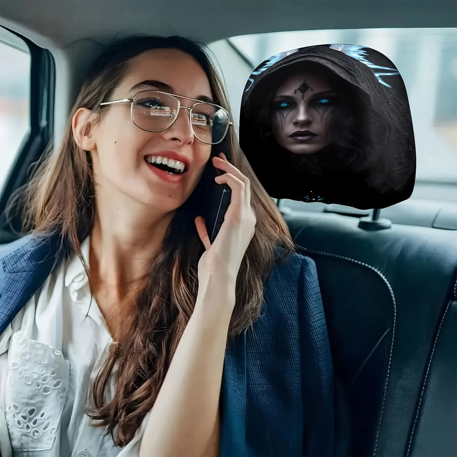 Dark Night Elf Print Car Headrest Covers, All-Season Universal, Personalized Car Headrest Covers Decor