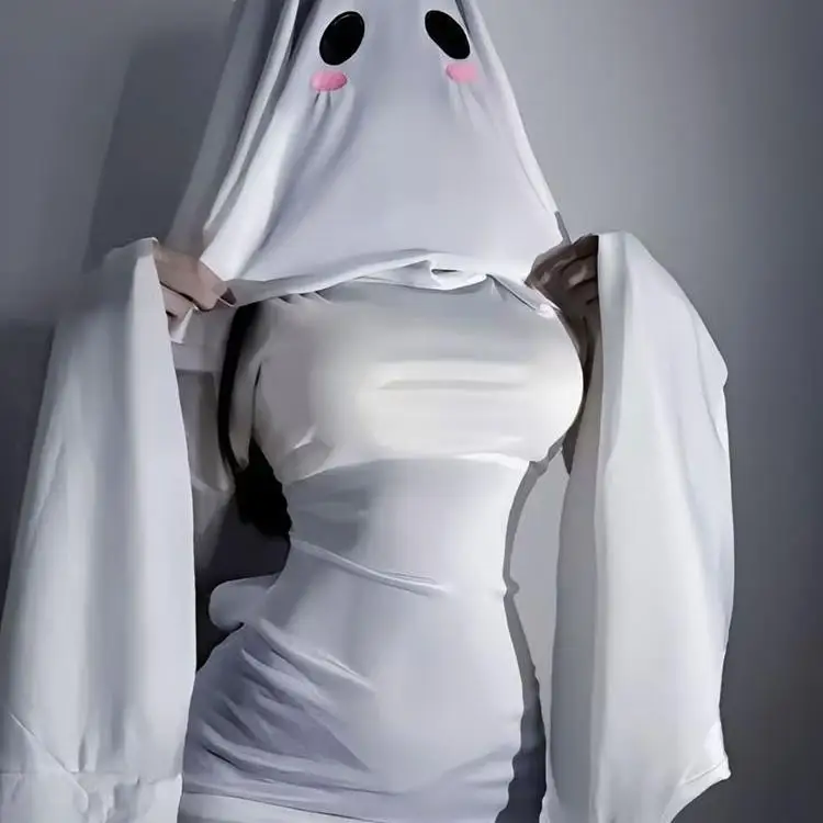 Disfraz de Chica Fsma para loween, Vestido Largo de Mujer con Mangas Largas de Poliéster, Estilo Dólico, Otoño 2024
