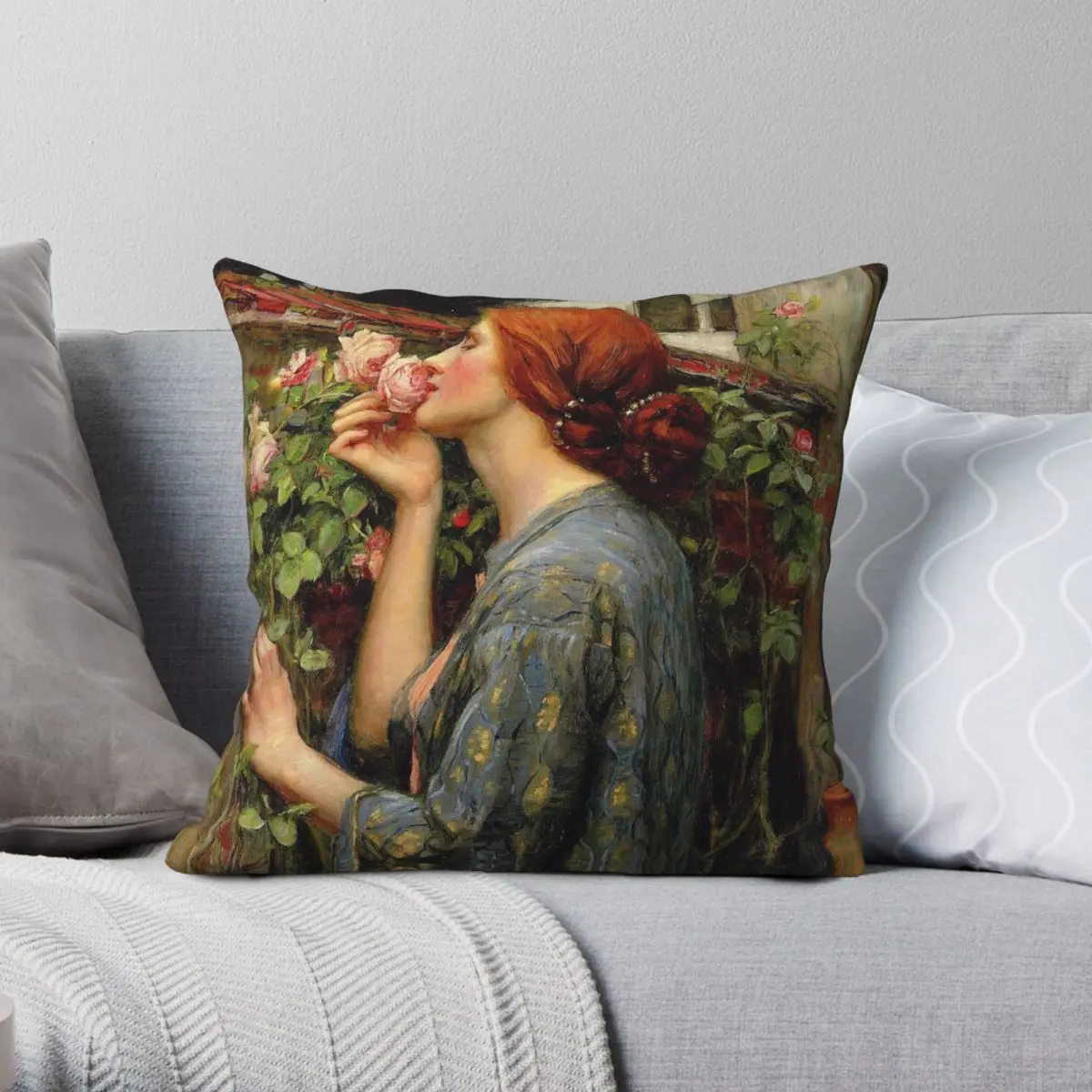 Soul Of The Rose John William Waterhouse Pillowcase Polyester Linen Velvet Printed Throw Pillow Case Room Cushion Cover 45x45