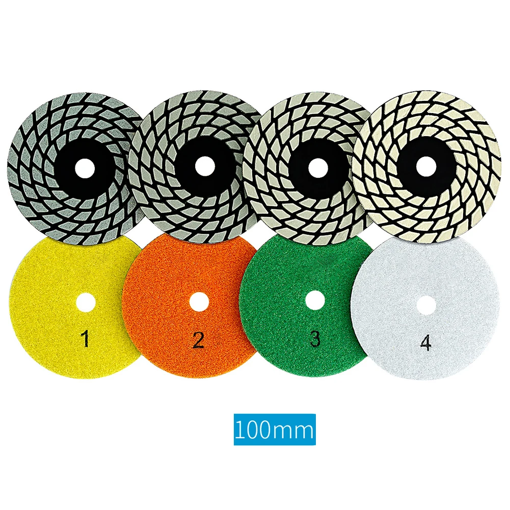 1/4 قطعة 4 بوصة 100 مللي متر الرطب الجاف لوحة التلميع مرنة برتقالي القرص جلخ ل الجرانيت حجر الرخام الرملي القرص أدوات الطحن