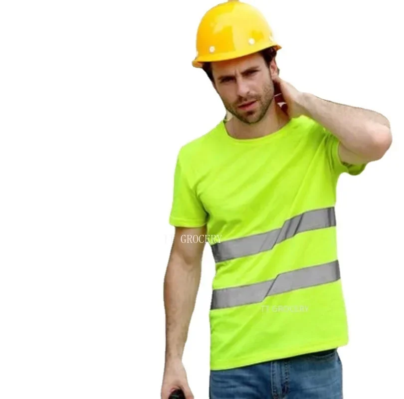 Outdoor Sports  Fluorescent High Visibility Safety Work Shirt Summer Breathable Work T Shirt Reflective Vest t-shirt Quick Dry