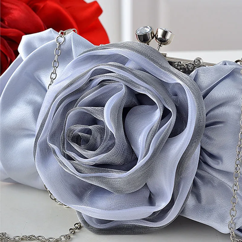 Design Flower Clutches Bag 2024 New Rose Flower Evening Shoulder Bag Wedding Purse