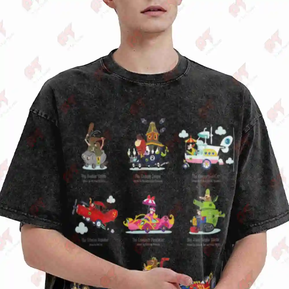 Wacky Races Dastardly And Muttley Cartoon 80s Vintage Washed Tee Pure Cotton T-Shirt