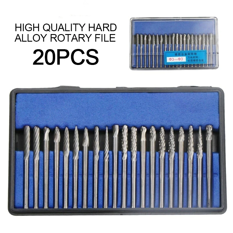 10/20 Pcs Tungsten Carbide Rotary File Hard Alloy Rotary Bur Drill Bit 3*3mm 3*6mm Engraving Cutter 3mm Shank Grinding Head