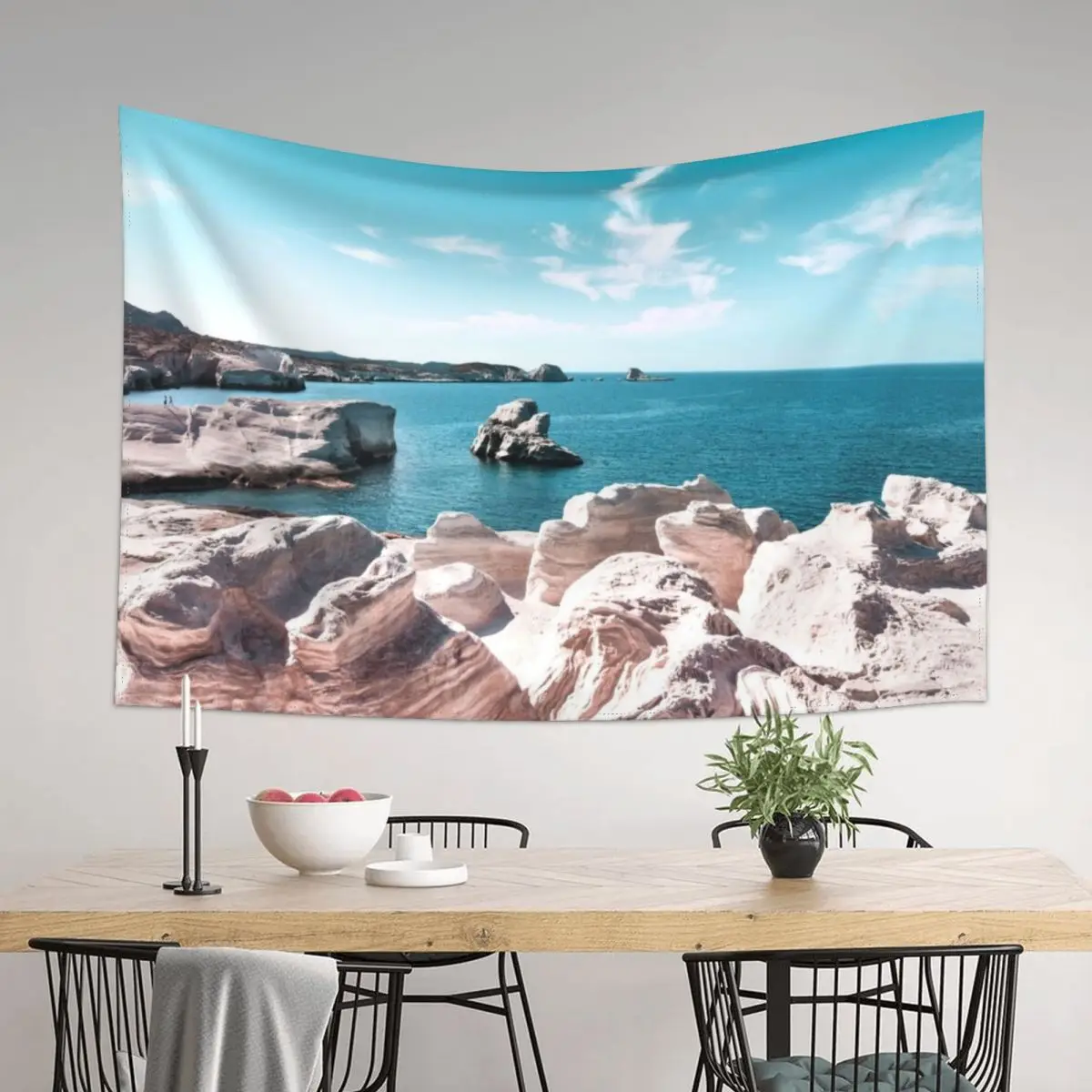 

Milos island, Sarakiniko Beach, Greece Travel Photography Tapestry Home Supplies Wall Coverings Tapestry