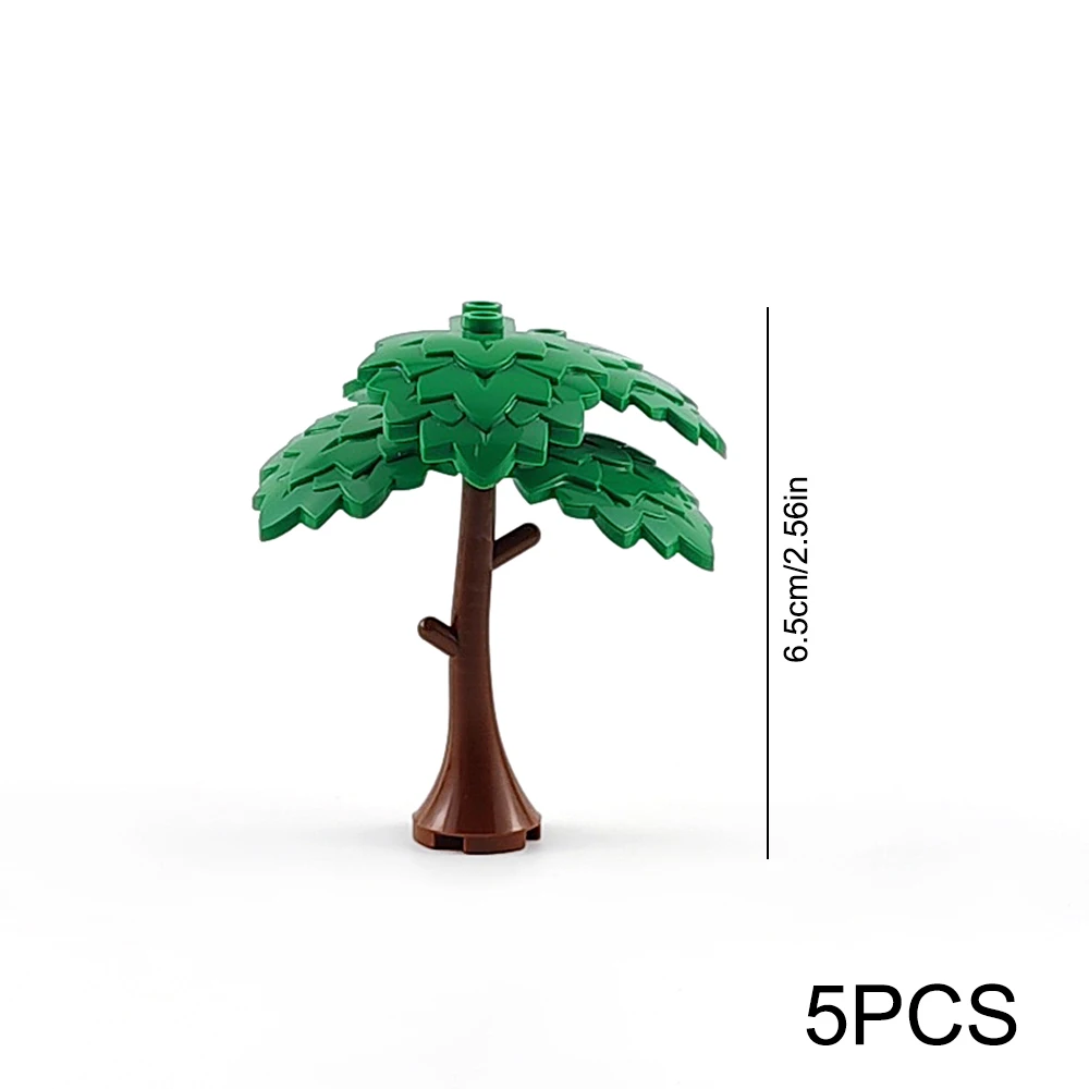 MOC Stadt Garten Baustein Baum Spielzeug DIY Montage Kiefer Kokospalme Street View Wald Pflanze Stamm Blätter Gras Zubehör