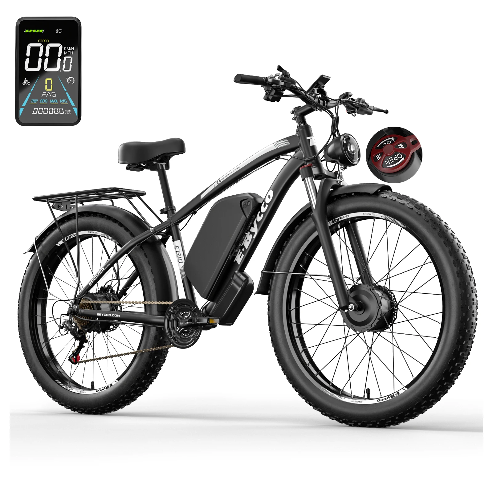 

Adult Electric Bike,Max 40-45Mph&100 Miles,5000W Peak Dual Motor Ebike,52V32Ah Battery, Hydraulic Disc Brakes,Front Suspension