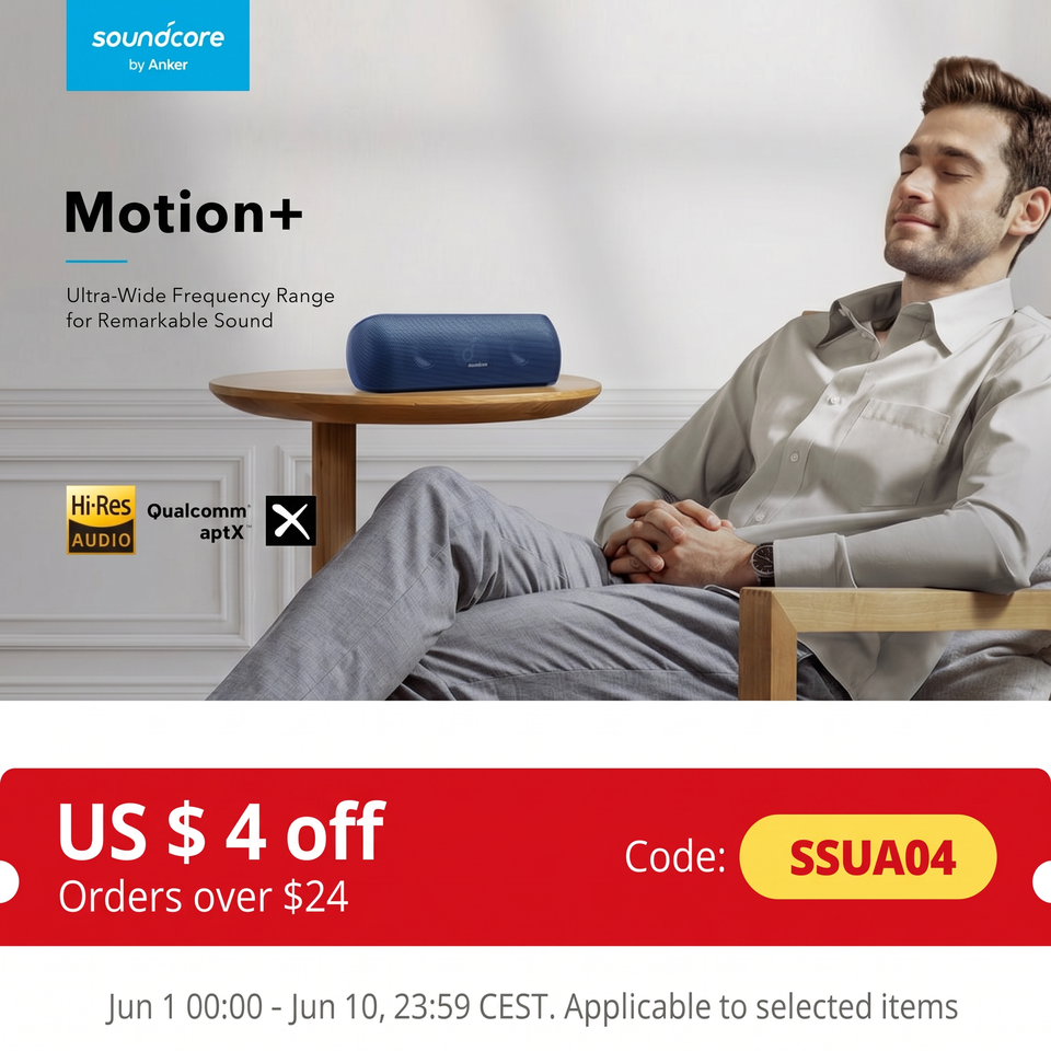  Anker Soundcore Motion+ Bluetooth Speaker with Hi-Res 30W Audio 