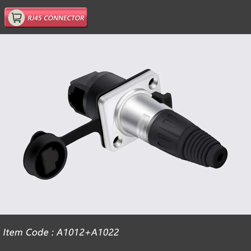 10 stks/5 sets 8p8c RJ45 Waterdichte Connector, Oranje & Zwart, Paneelmontage + Draad Connector, RJ45 Ethernet/Netwerk Connector, IP65 Niveau