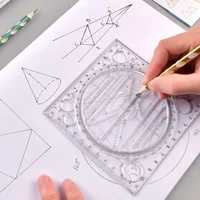 Multifunction Rotatable Ruler Drawing Template Art Design Architect Stereo Geometry Circle Drafting Measuring Scale Kawaii ruler 5