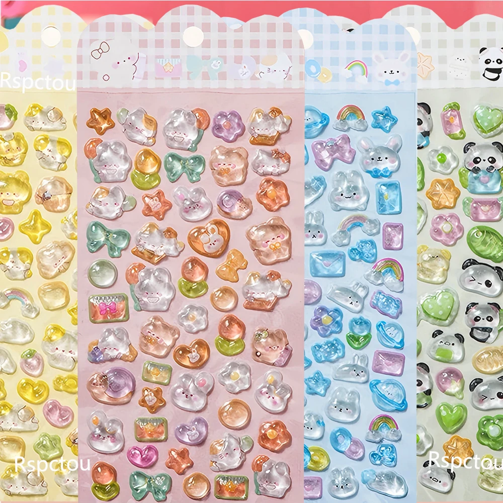 

6 шт. 3D-наклейки с рельефным изображением мультяшных животных, милые эстетичные декоративные наклейки ручной работы для творчества, для ноутбуков, телефонов, в качестве наград, подарков