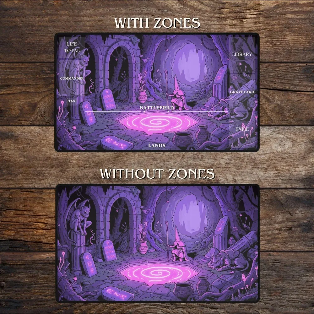 Purple Wizard MTG Playmat Funny Dungeon TCG Commander Magic The Gathering Mousepad & Deskmat With Zones desk accessories