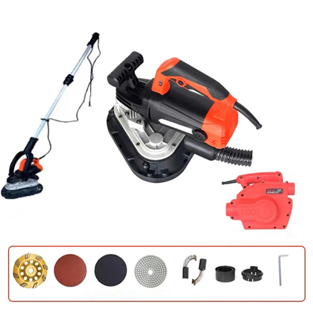 GM03 Portable Three Head Hand Sander 220V 2450W Handheld Floor Grinder Trimming Machine Concrete Wall Grinding Wheel Machine