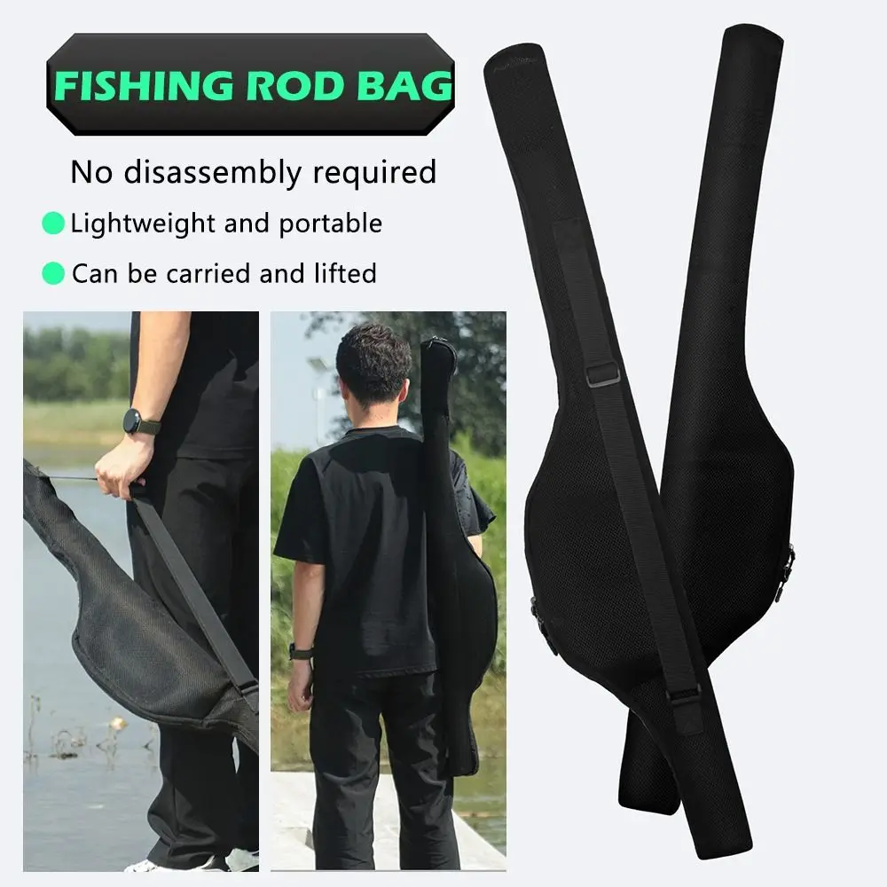 New Portable Folding Fishing Rod Bag Black With Shoulder Strap Fishing Pole Reel Bag 120/130CM Fishing Rod Case