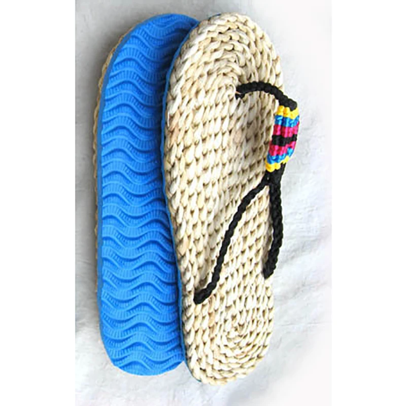 2023 Summer Home Colorful Rope Hand-Woven Straw Ladies Sandals And Slippers Creative Fashion Natural Environmental Protection