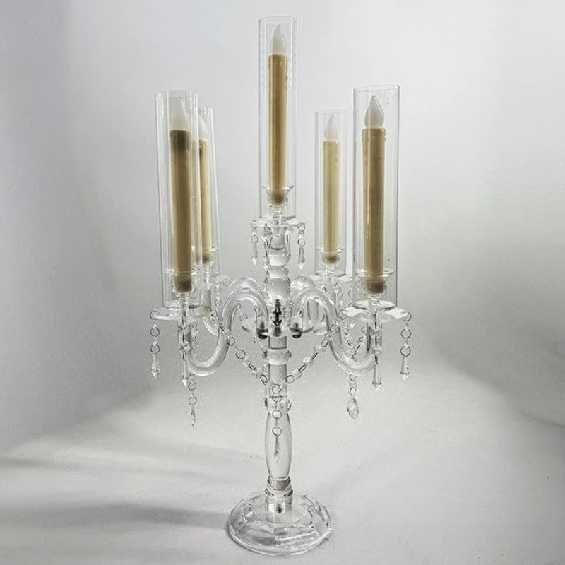Morden Candle Holder Acrylic Transparent Elegant Candlestick Aesthetic Desktop Candle Stick Holder Home Wedding Table Decoration