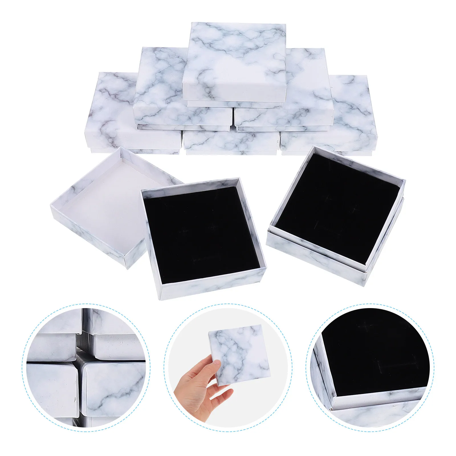 

8pcs Marble Pattern Jewelry Box Premium Paper Storage Case For Ring Necklace Watch Organizer Durable Display Container