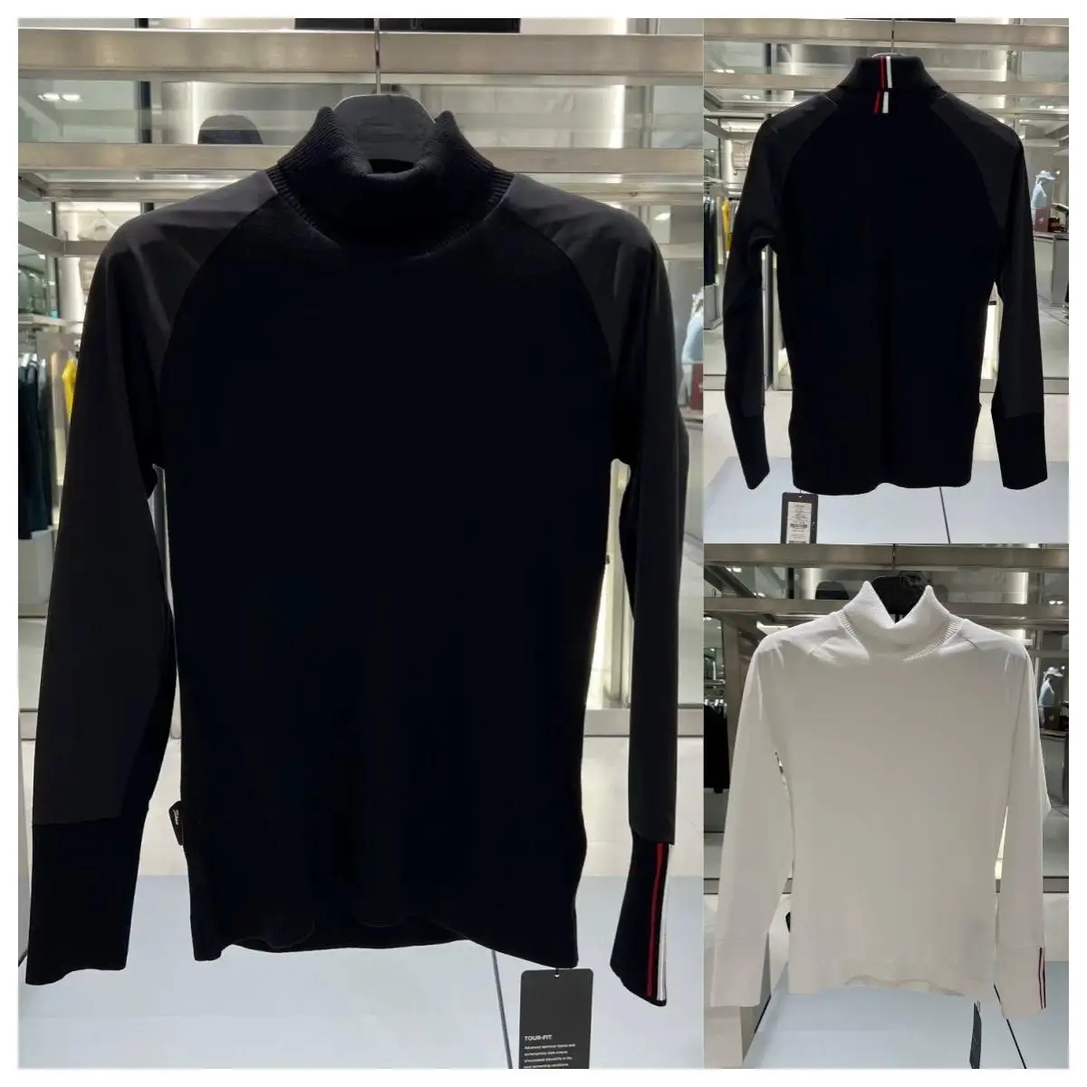 Clearance Sale-Female Golf Turtleneck Knit Sweater Autumn Winter Long Sleeve Spliced Brushed Sleeve Warm Comfort Sports Base Top