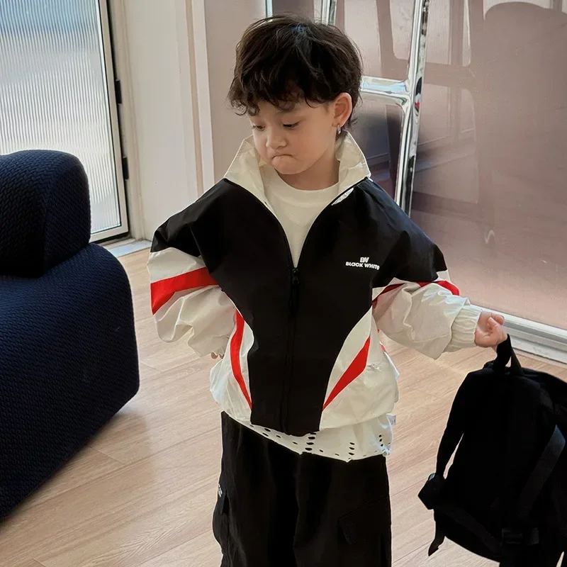 Children Clothes Boys Handsome Coat 2024 New Spring and Autumn Short Trench Coat Fashionable Loose Casual Jacket Coat