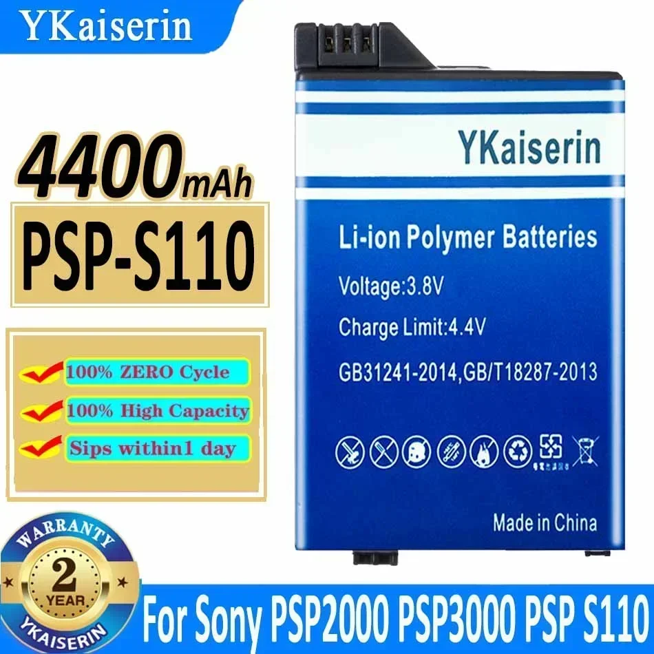 YKaiserin 4400mAh PSP-S110 Battery for Sony PSP2000 PSP3000 for PSP S110 Gamepad Batteries