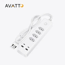 AVATTO Tuya WiFi Smart Power Strip,Brazil Standard 4 Outlets 2 USB 2 Type C  outlet Voice Control work with Alexa Google home