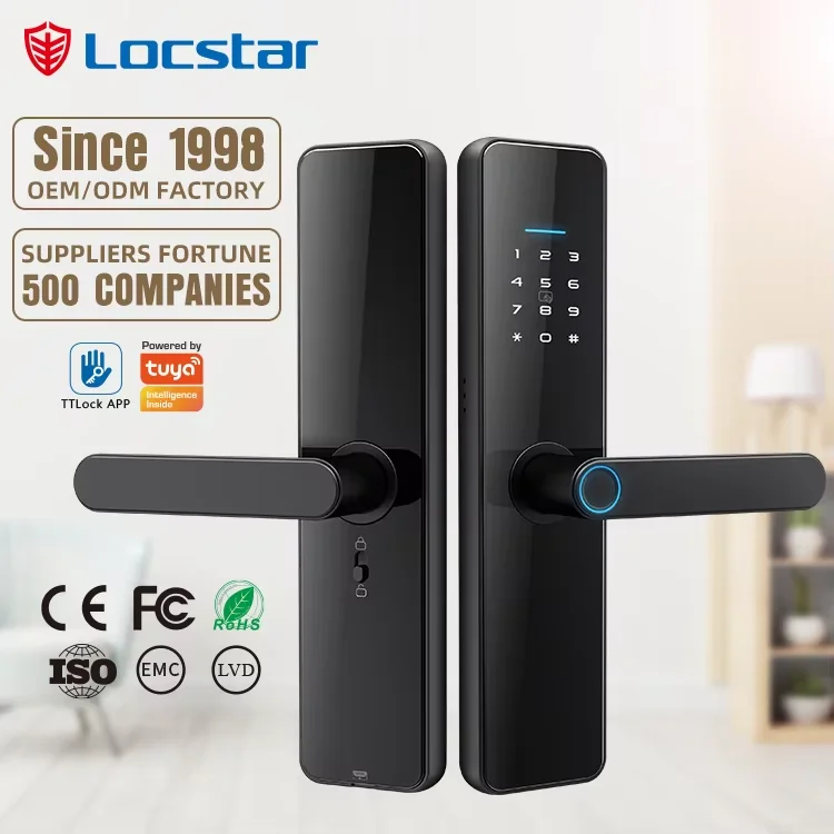 

Security Digit Electric Electronic Handle Digital Ttlock Cerraduras Inteligentes Con Wifi Keys Fingerprint Door Smart Locks