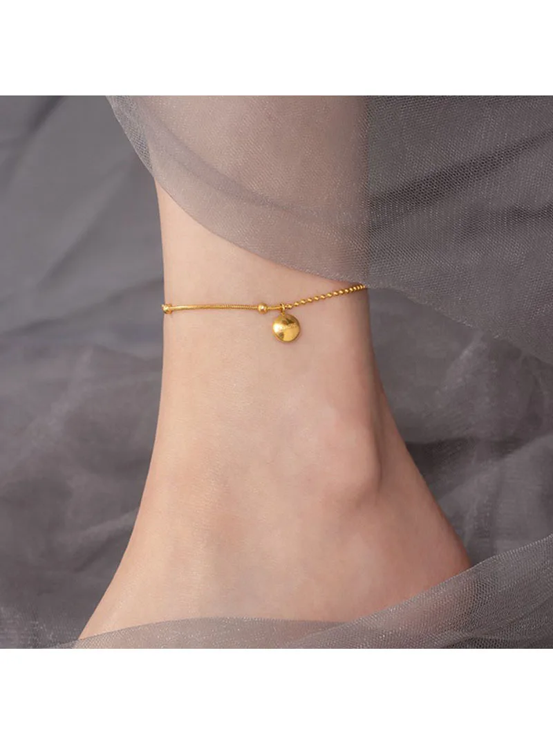 Stainless Steel Gold Plated Non-fading Lucky Golden Beads Chain Anklet Friend Lover Gift Ladies Fashion Accessories Wholesale image 5