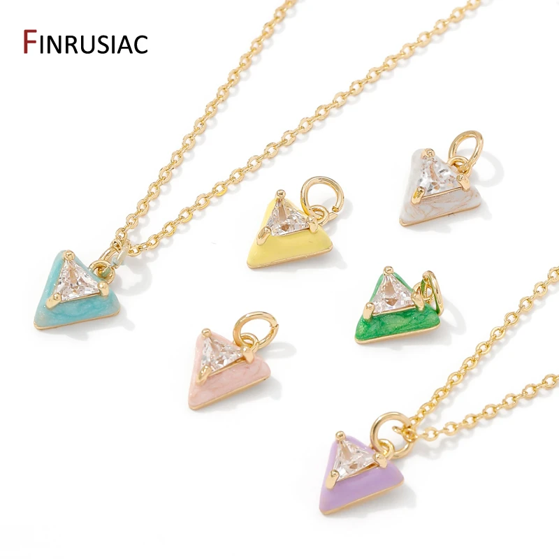 14K vergoldeter Messing-Dreieck-Charm-Anhänger für die Herstellung von Halsketten und Armbändern, Charms zur Schmuckherstellung, DIY-Zubehör – Detail 26