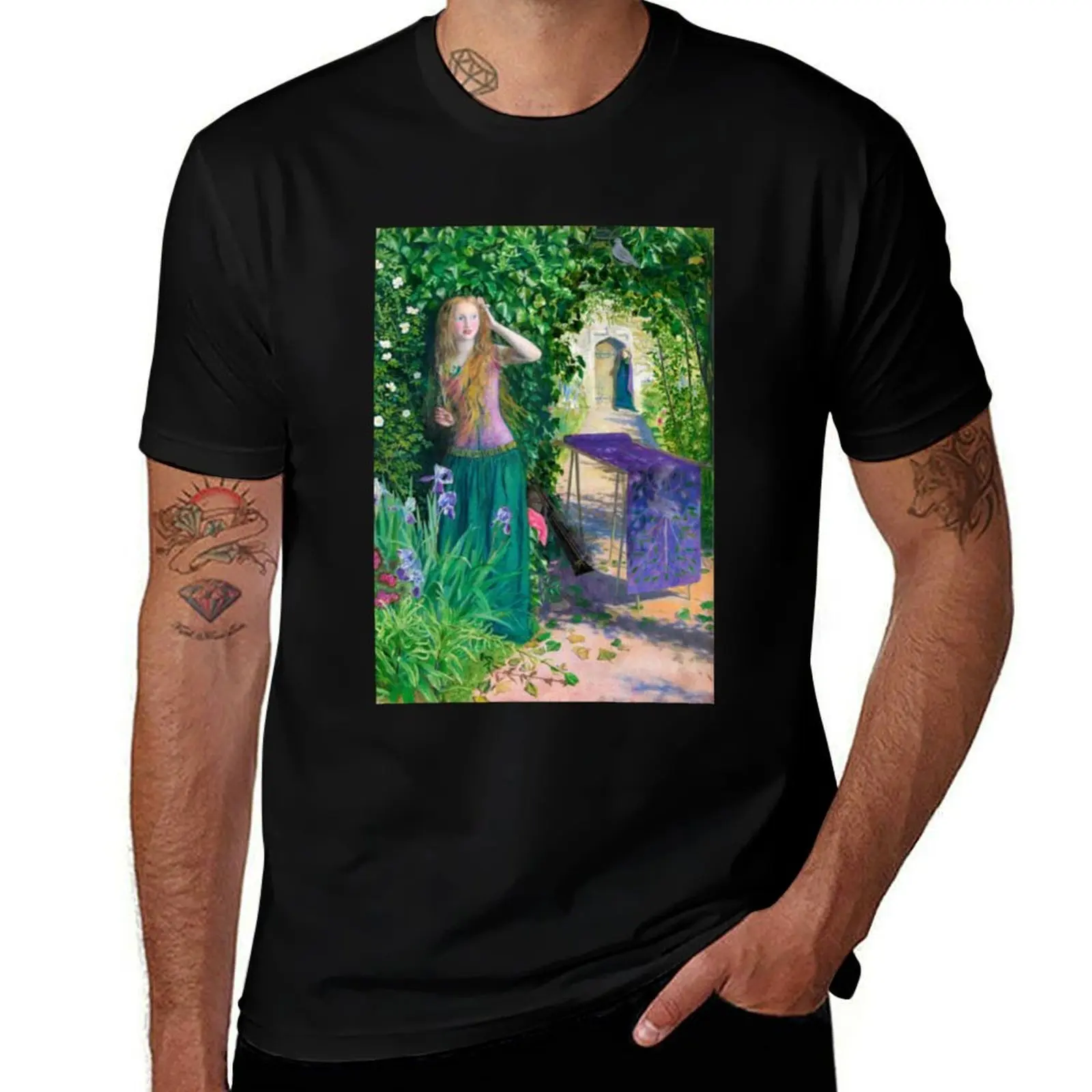 Similar to pre-Raphaelite, Arthur Hughes, Rosamund T-Shirt Simple Casual Short Sleeve Cotton T-Shirt