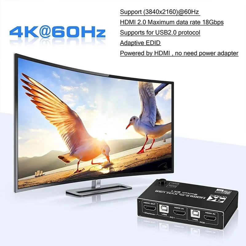 KVM Switch Dual Monitor HDMI compatibile 2 In 1 Out KVM Switcher 4K 60Hz Ultra HD Switch condividi stampante tastiera Mouse
