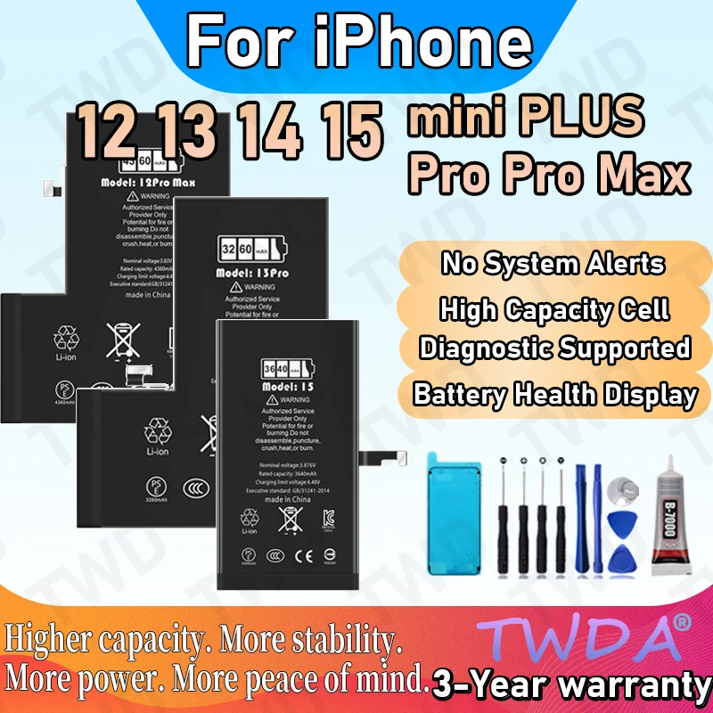 Diagnostic Battery show genuine part no pop up message for iphone 12 13 Pro max 14 Plus 15Pro max 14Pro New High Quanlity