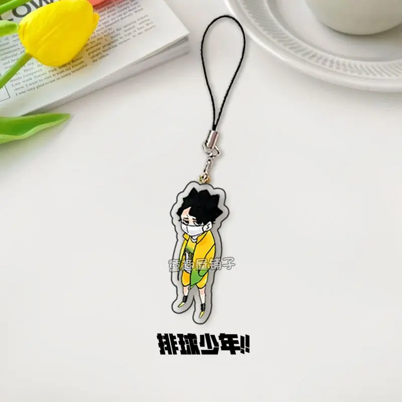 Cordón de teléfono móvil Haikyuu Kei Tsukishima Sakusa Kiyoomi, colgante de acrílico, correas Kawaii, decoración de cuerda linda, regalo de amigo