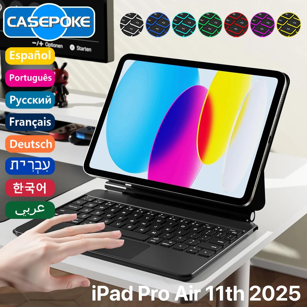 

Smart Magic Keyboard For iPad 10th 2025 11th Air 6 Pro 11 12.9 2018-2022 Air 4 5 10.9in Bluetooth Wireless Keyboard Tablet Stand