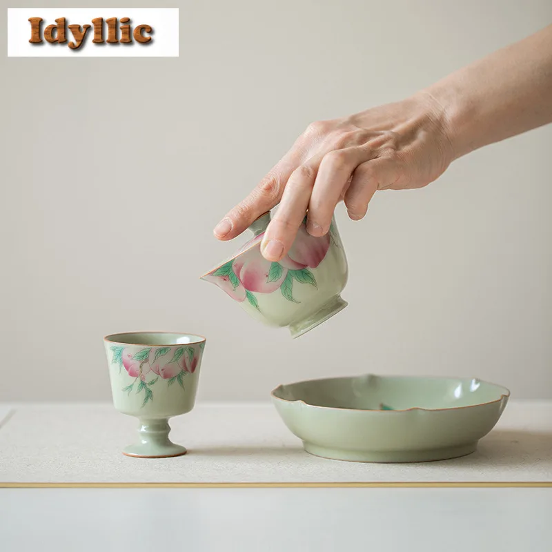 Secret Colored Ru Kiln Painted Pot Bearing Holder Coffee Cup Heat Insulation Pad Dry Soaking Table Tea Tray Coasters Tableware