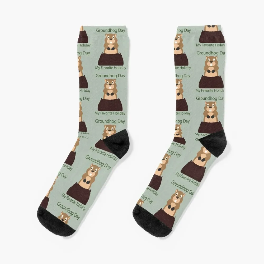 

My Favorite Holiday Groundhogs Day, Woodchuck, Happy Groundhog Day, Funny Groundhog, Animal Lover gift, Groundhog Socks