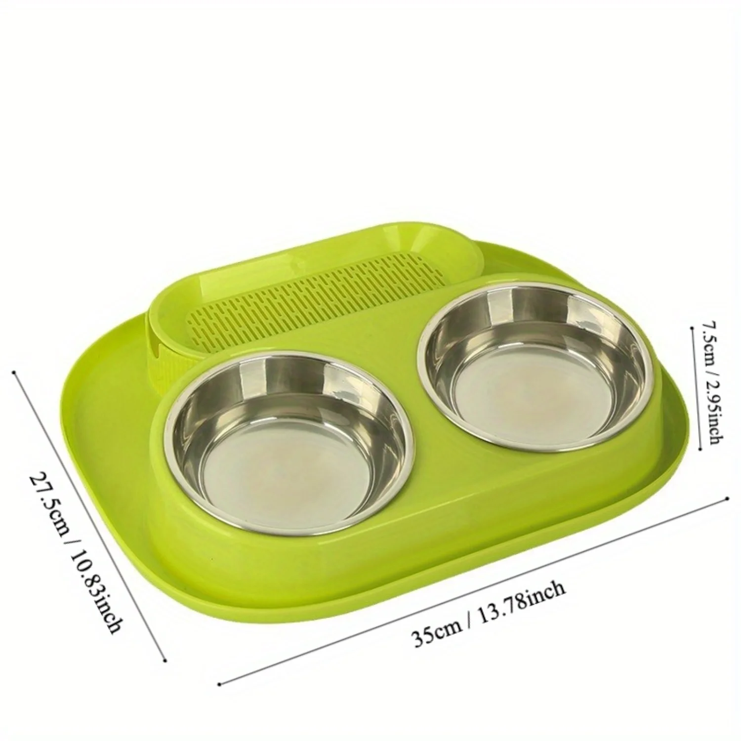 Capacity Raised Cat Feeding Bowl with Grass Tray - Multifunctional Pet Feeder Dish, Durable Plastic and Stainless Steel , Suitab