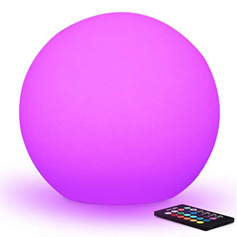 

16-inch Indoor/Outdoor Waterproof Rechargeable LED Glowing Ball Light Orb Globe Lamp w/Remote, 16 RGB Colors 4 Light Effects, I