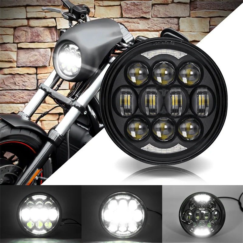 

Светодиодная фара для мотоцикла, 80 Вт, 5,75 дюйма, с дальним/ближним светом и DRL для Honda Yamaha Harley Dyna Sportster Softail FXST FXSTB