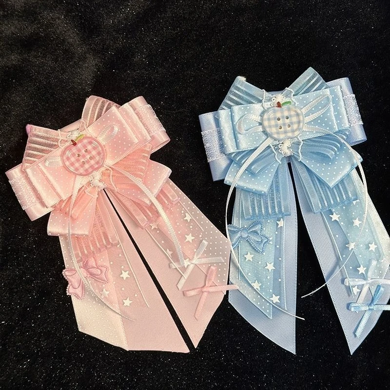 

Pure Handmade Lolita Ribbon Bow Tie Clean New Sweet Concert Support Stick apple Bowkont Shirt Collar Flower Brooch Jewelry Gifts