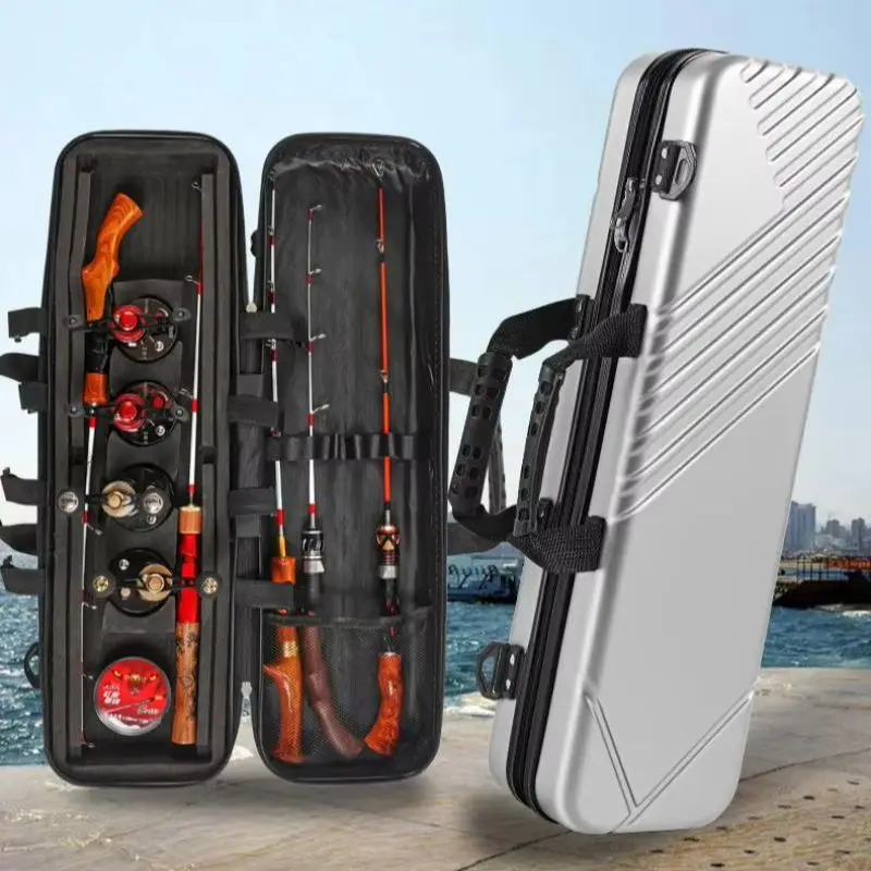 65/80 ซม.ABS ตกปลาน้ําแข็ง Fishing POLE BAG Hard SHELL กันน้ําตกปลา Reel Line Hook Rod Storage Tackle กรณีอุปกรณ์ตกปลา
